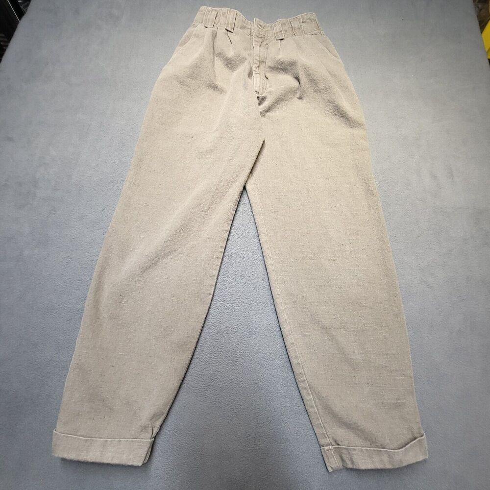 Vintage Lee Pants Juniors Size 9 Beige Mom Wide Leg Rolled Cuff
